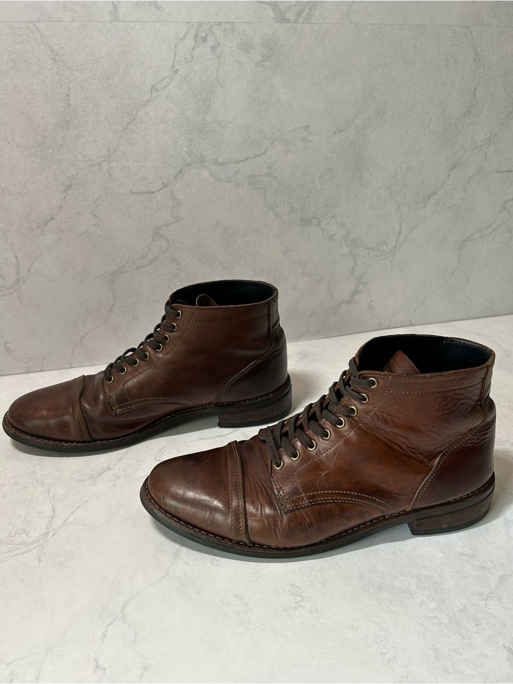 Thursday Boot Company Men’s 11.5 D Brown Leather Cap Toe Lace Up Boots - Picture 3 of 9